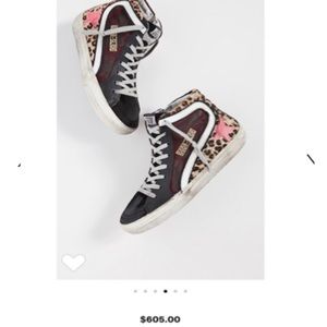 Golden Goose - Leopard hair/burgundy suede Slides